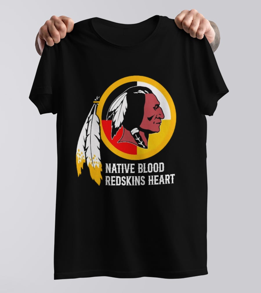 Native Blood Redskins Heart Washington Commanders T-Shirt