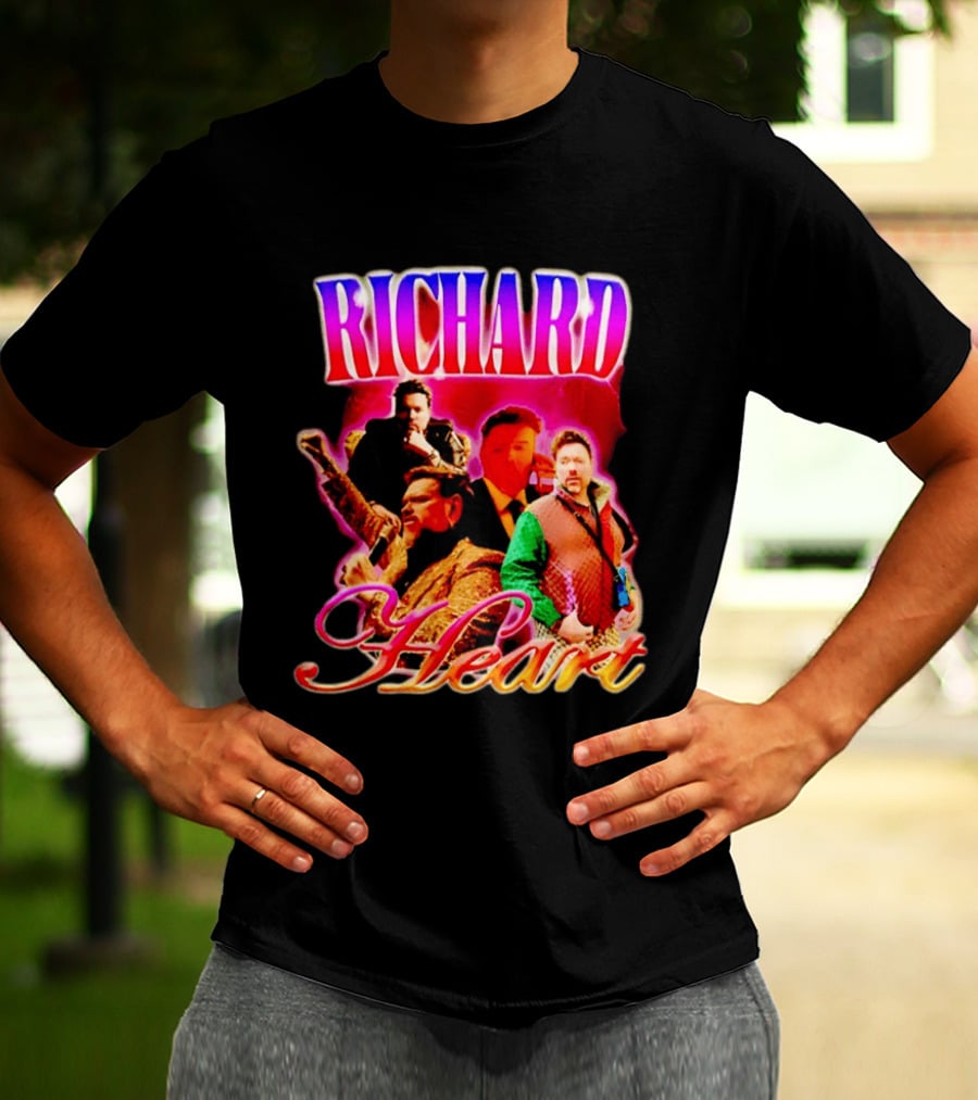 Richard Heart Lightning Bold Nostalgic Collage T-Shirt
