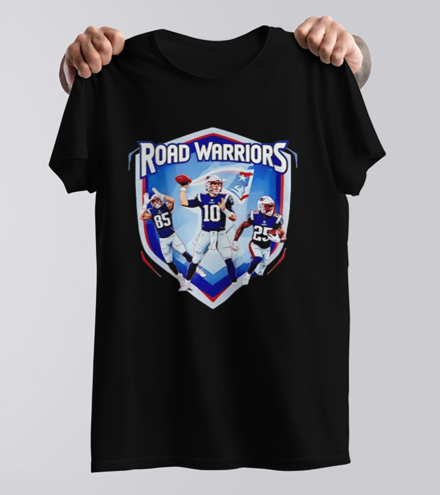 Road Warriors New England Patriots Legends Hunter Henry Marcus Jones Drake Maye T-Shirt