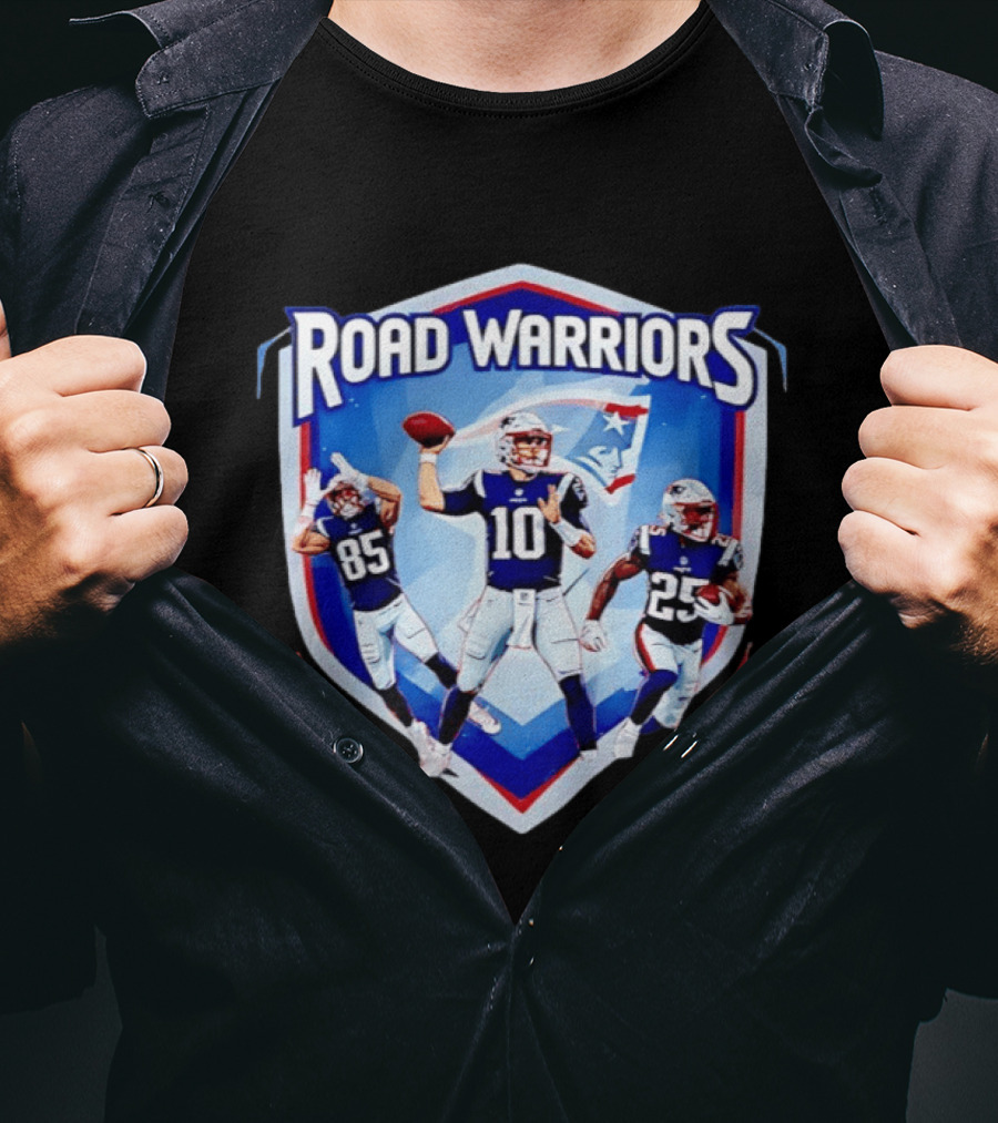 Road Warriors New England Patriots Legends Hunter Henry Marcus Jones Drake Maye T-Shirt
