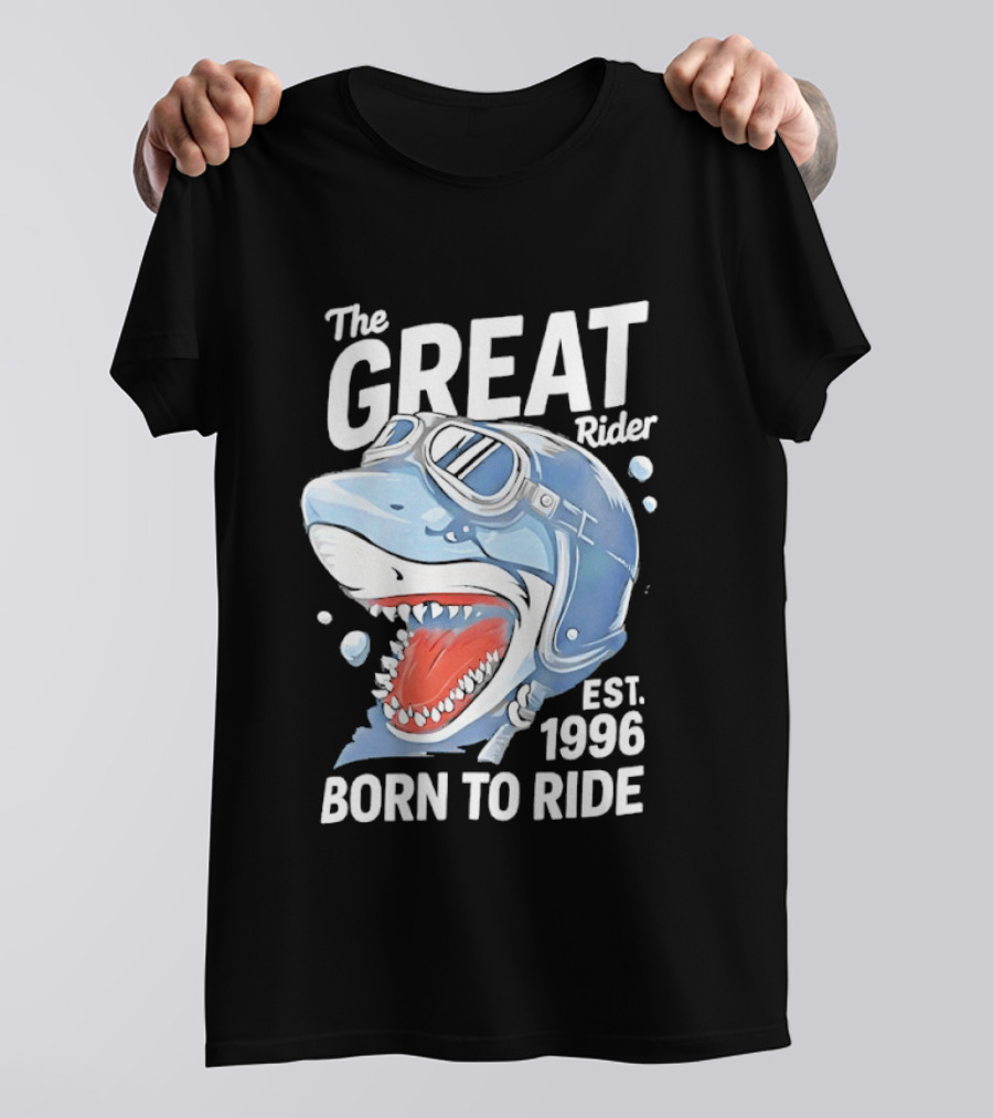 The Great Rider Shark Born To Ride Est. 1996 T-Shirt