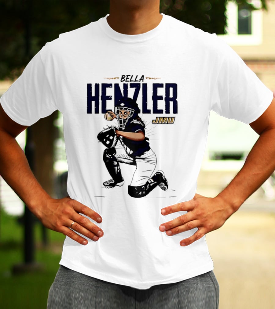 Bella Henzler JMU Dukes Softball Caricature James Madison T-Shirt