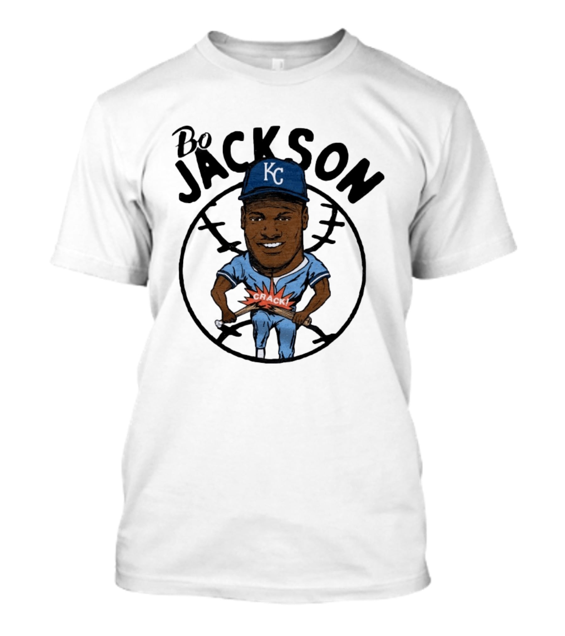 Bo Jackson KC Royals Cartoon Crack Baseball T-Shirt