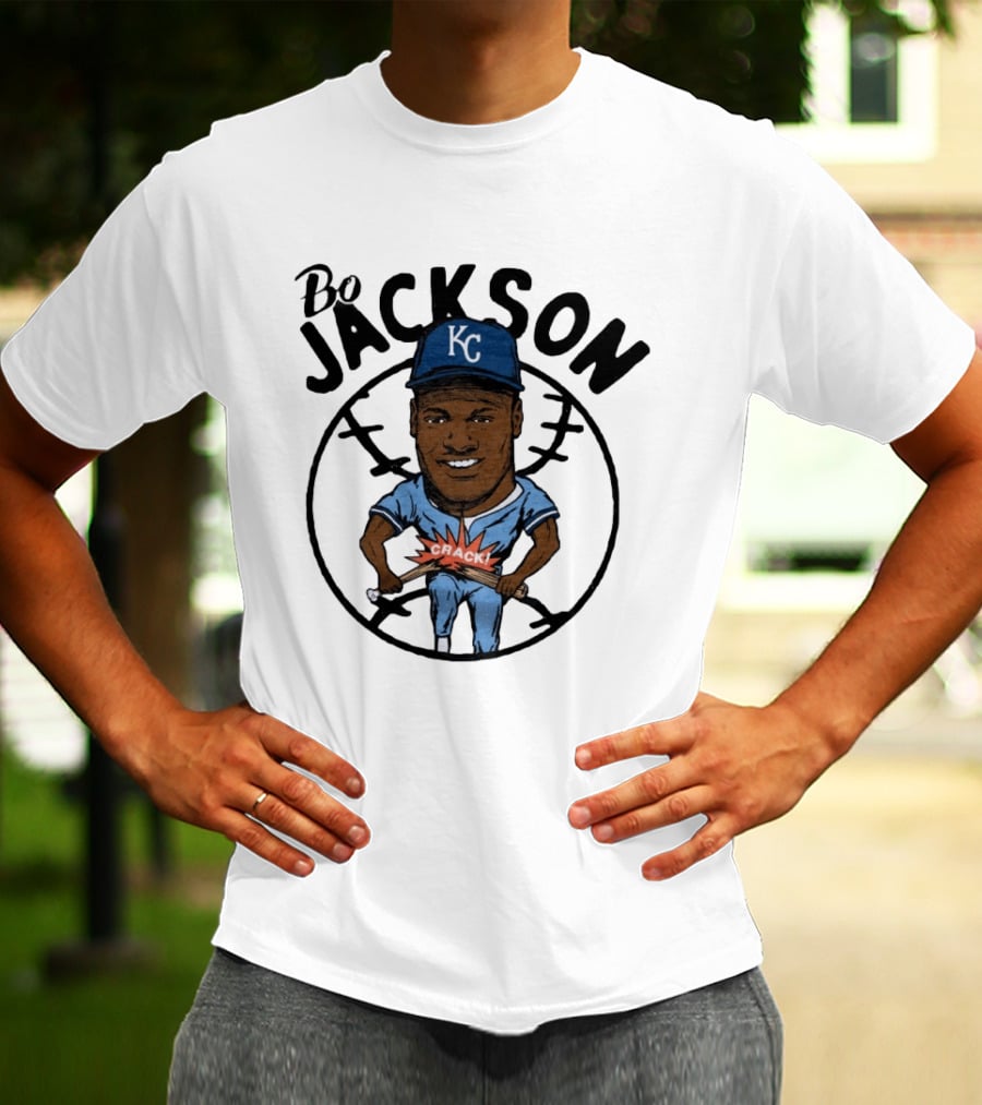 Bo Jackson KC Royals Cartoon Crack Baseball T-Shirt