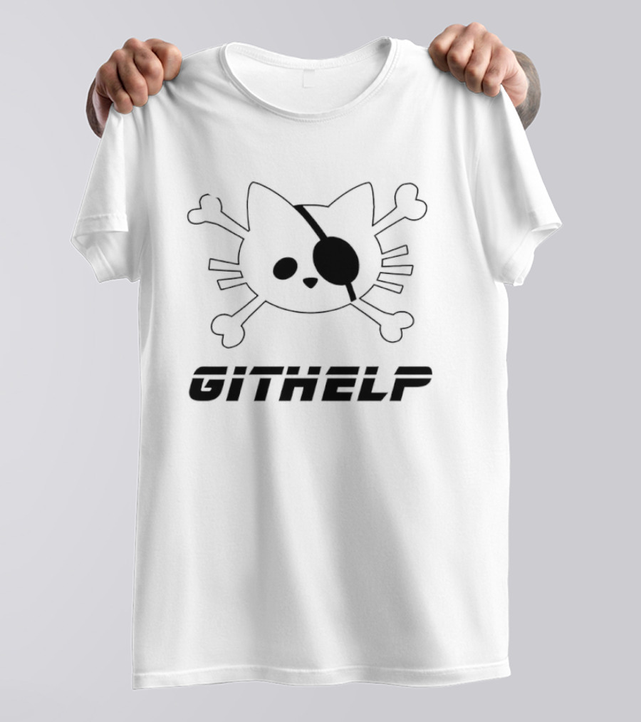 Cat Pirate Skull GitHelp Eyepatch Crossbones T-Shirt