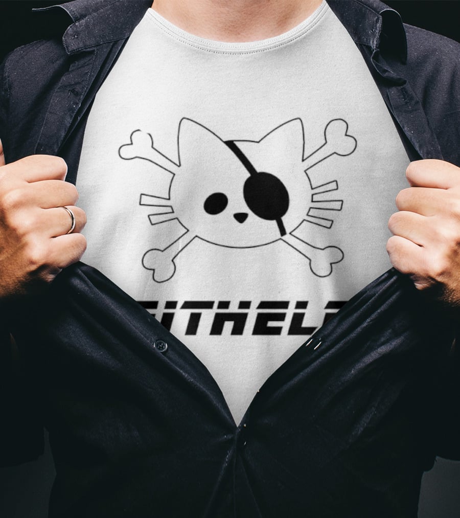 Cat Pirate Skull GitHelp Eyepatch Crossbones T-Shirt