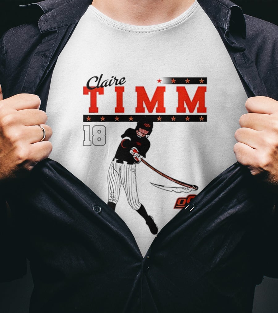 Claire Timm 18 OSU Cowgirls Softball Legend Player Caricature T-Shirt