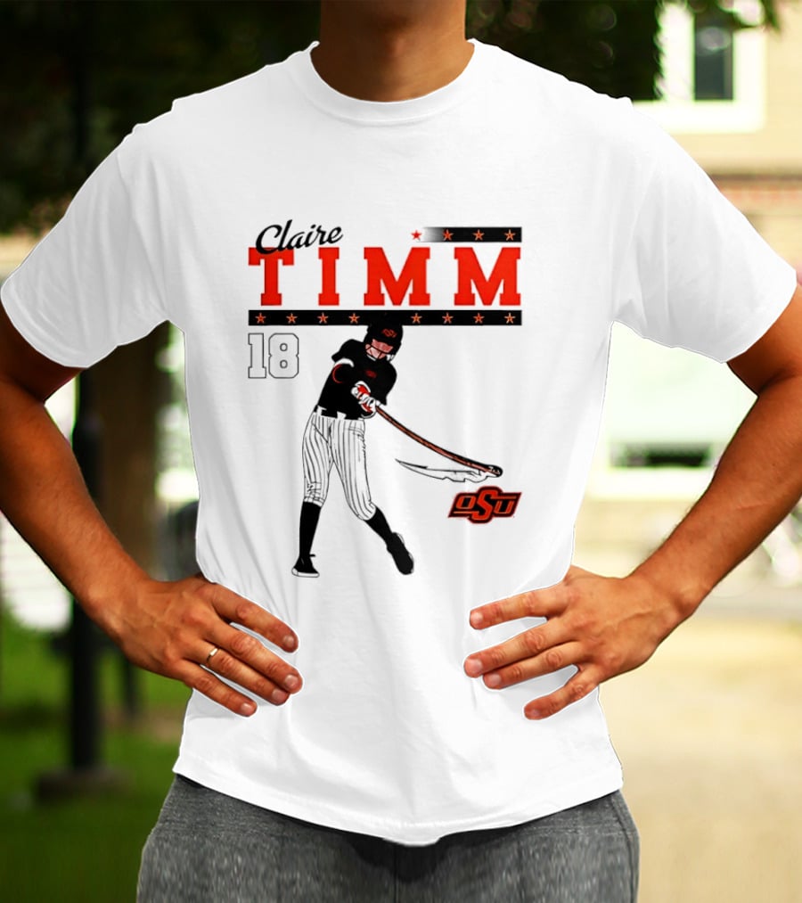 Claire Timm 18 OSU Cowgirls Softball Legend Player Caricature T-Shirt