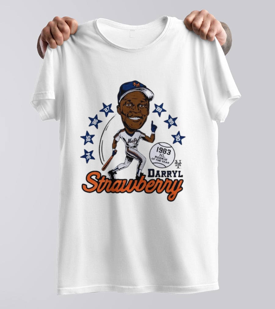 Darryl Strawberry New York Mets 1983 NL Rookie Of The Year Baseball Stars Icon 86 87 88 90 91 95 96 T-Shirt