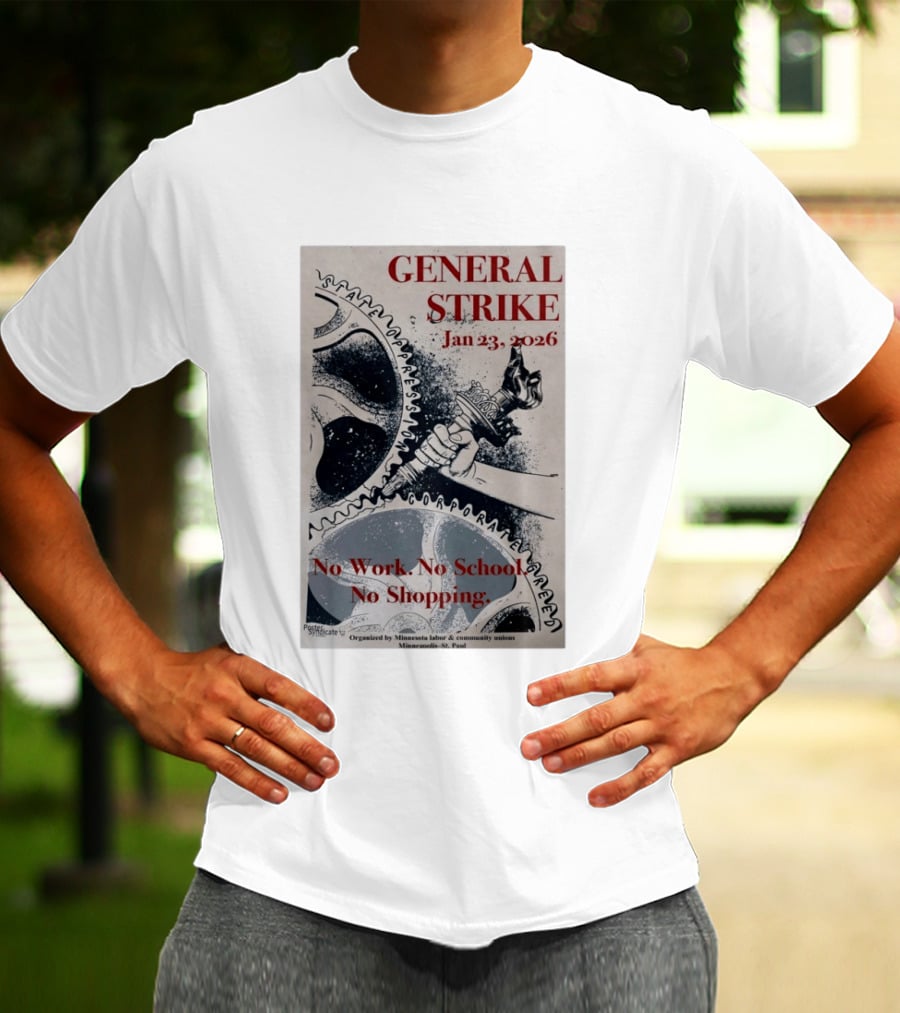 General Strike Jan 23 2026 Minneapolis St. Paul No Work No School No Shopping Corporate Greed T-Shirt