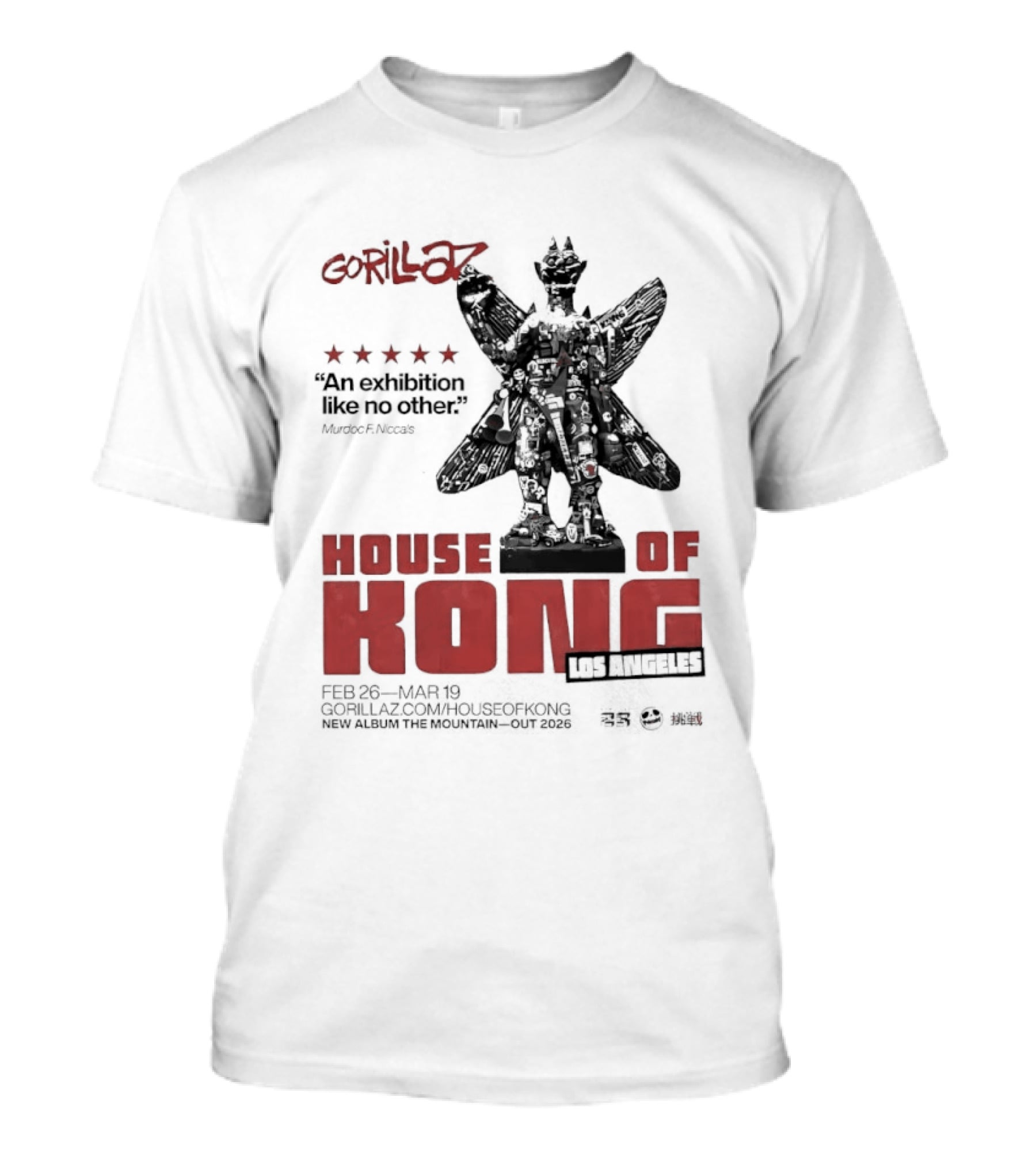 Gorillaz House Of Kong Los Angeles 2026 Feb 26 Mar 19 New Album The Mountain T-Shirt