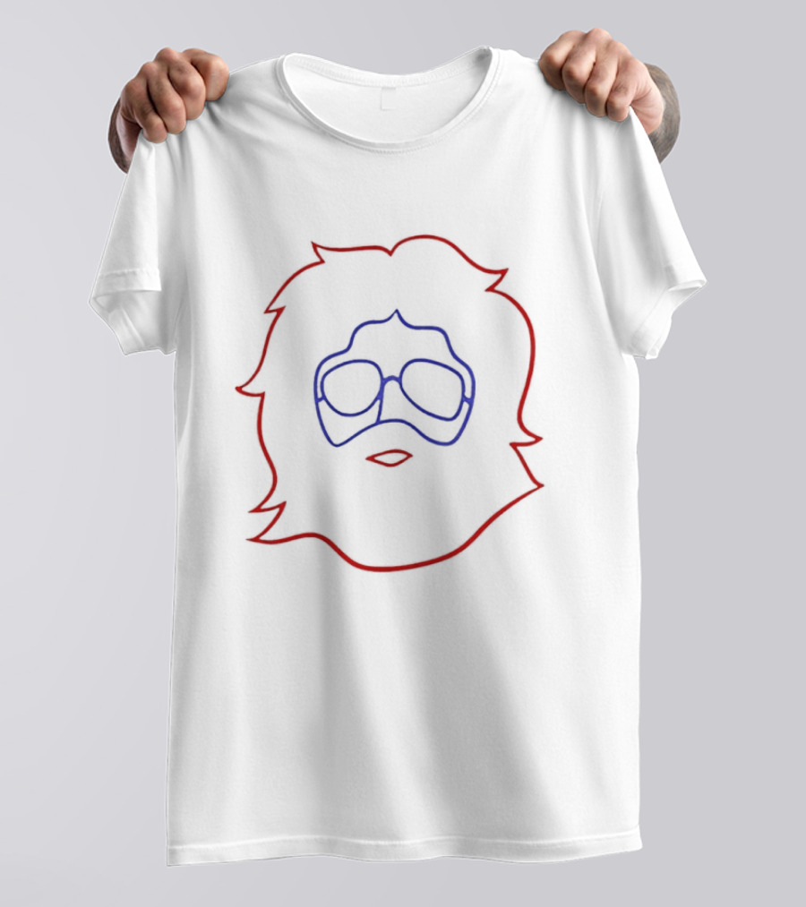 Jerry Garcia Life Coach Iconic Line Art Red Blue T-Shirt