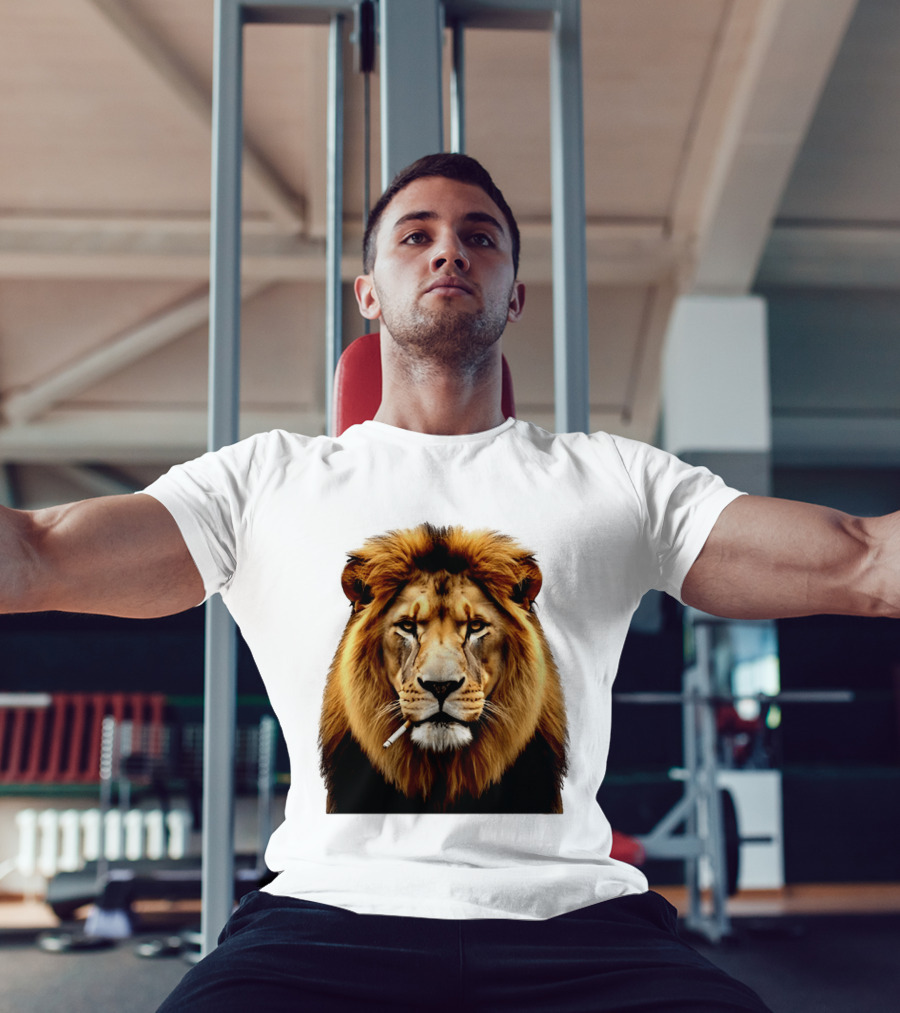 Lion Smoking Cigarette Majestic Wild T-Shirt