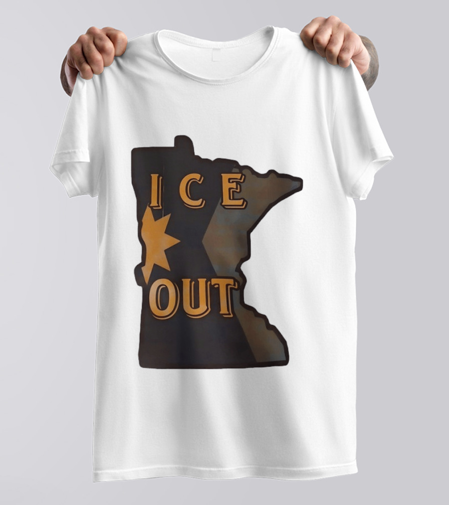 Minnesota Ice Out Bold Graphic State Map T-Shirt