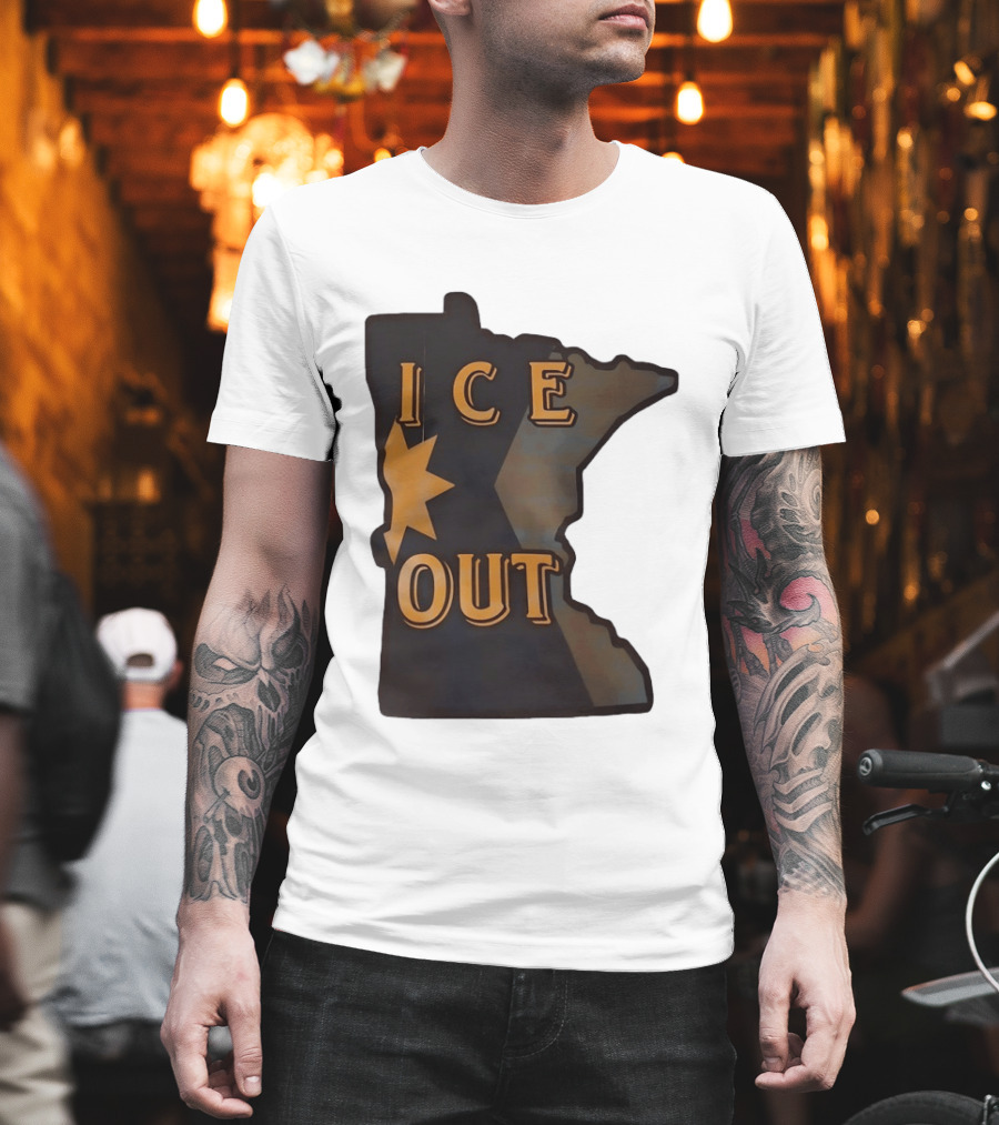 Minnesota Ice Out Bold Graphic State Map T-Shirt