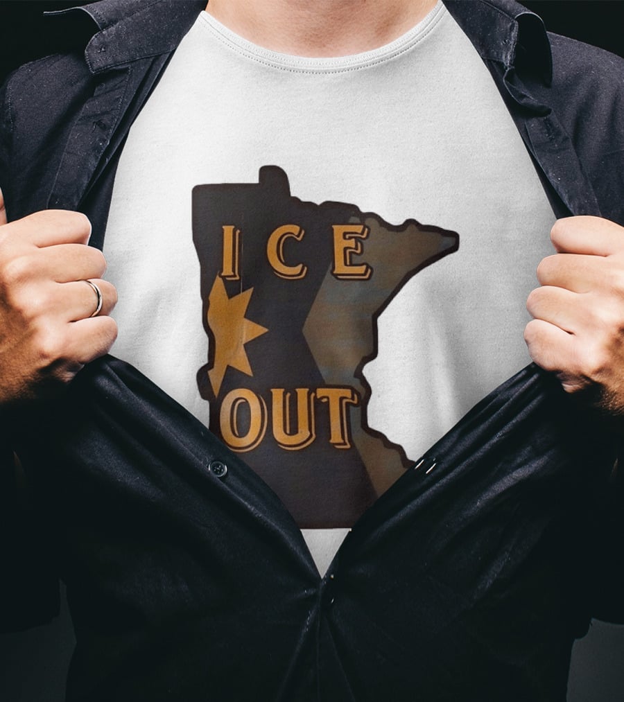 Minnesota Ice Out Bold Graphic State Map T-Shirt