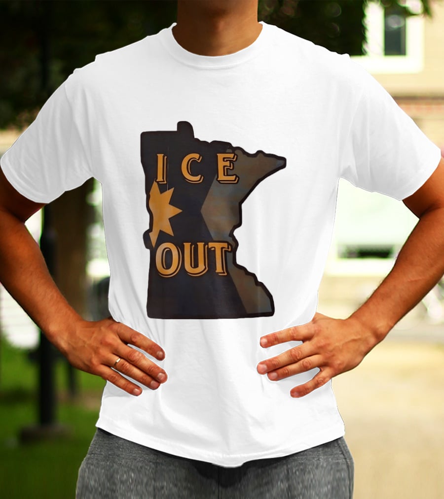 Minnesota Ice Out Bold Graphic State Map T-Shirt