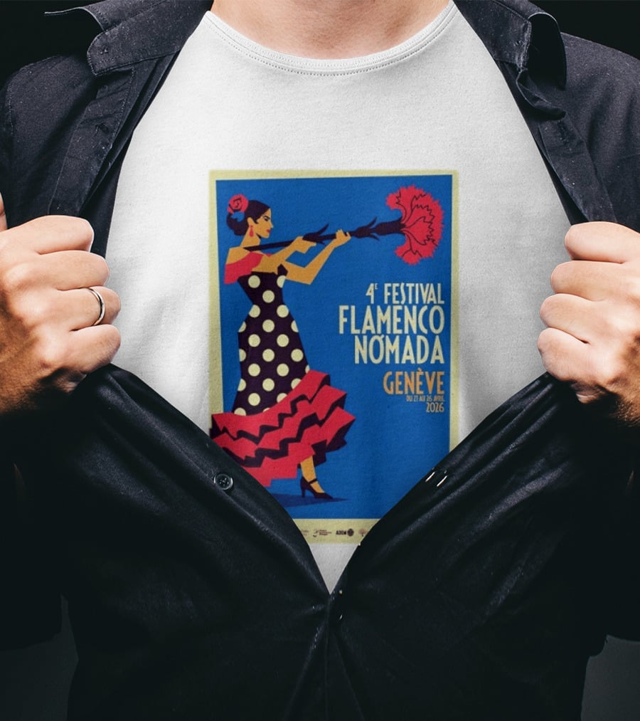 4º Festival Flamenco Nómada Genève 2026 Jan 27 April 26 Flamenco Dancer Polka Dot Dress T-Shirt