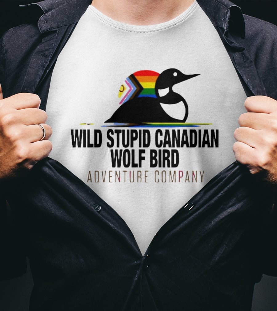 Rainbow Canadian Wolf Bird Adventure Company T-Shirt