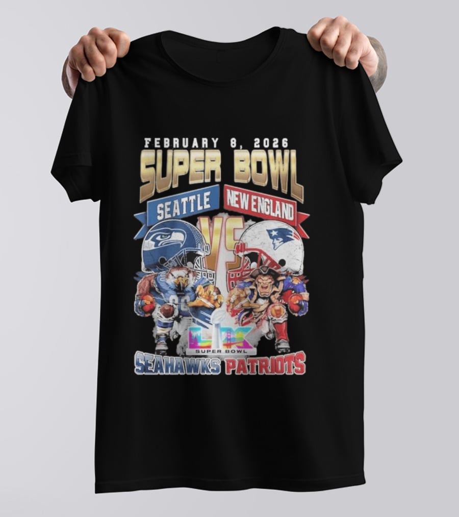 Seahawks Patriots February 8 2026 Super Bowl LX Seattle New England Matchup T-Shirt