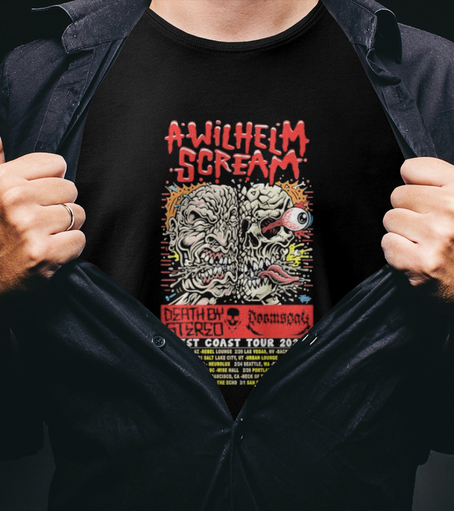 A Wilhelm Scream West Coast Tour 2026 Skull Brain Band Dates California Nevada Washington T-Shirt