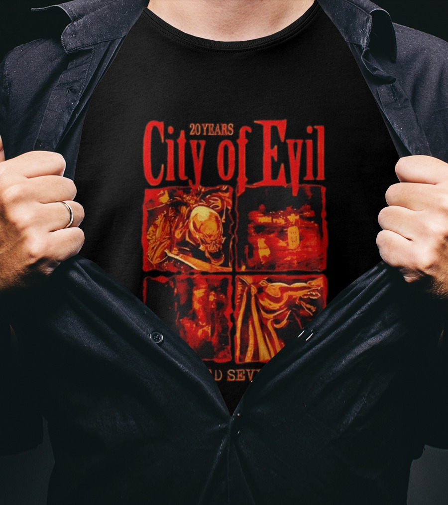 Avenged Sevenfold City Of Evil 20th Anniversary Skeleton And Dragon T-Shirt