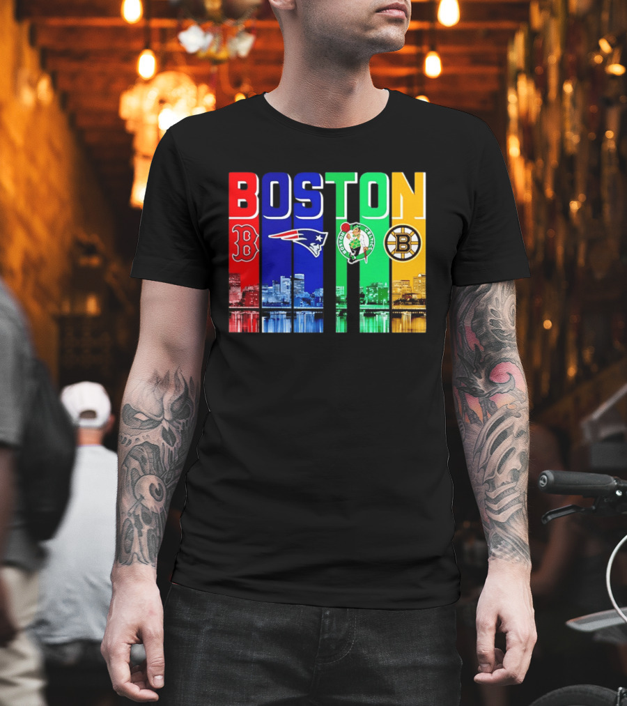 Boston Red Sox New England Patriots Celtics Bruins Mashup Sports Boston T-Shirt