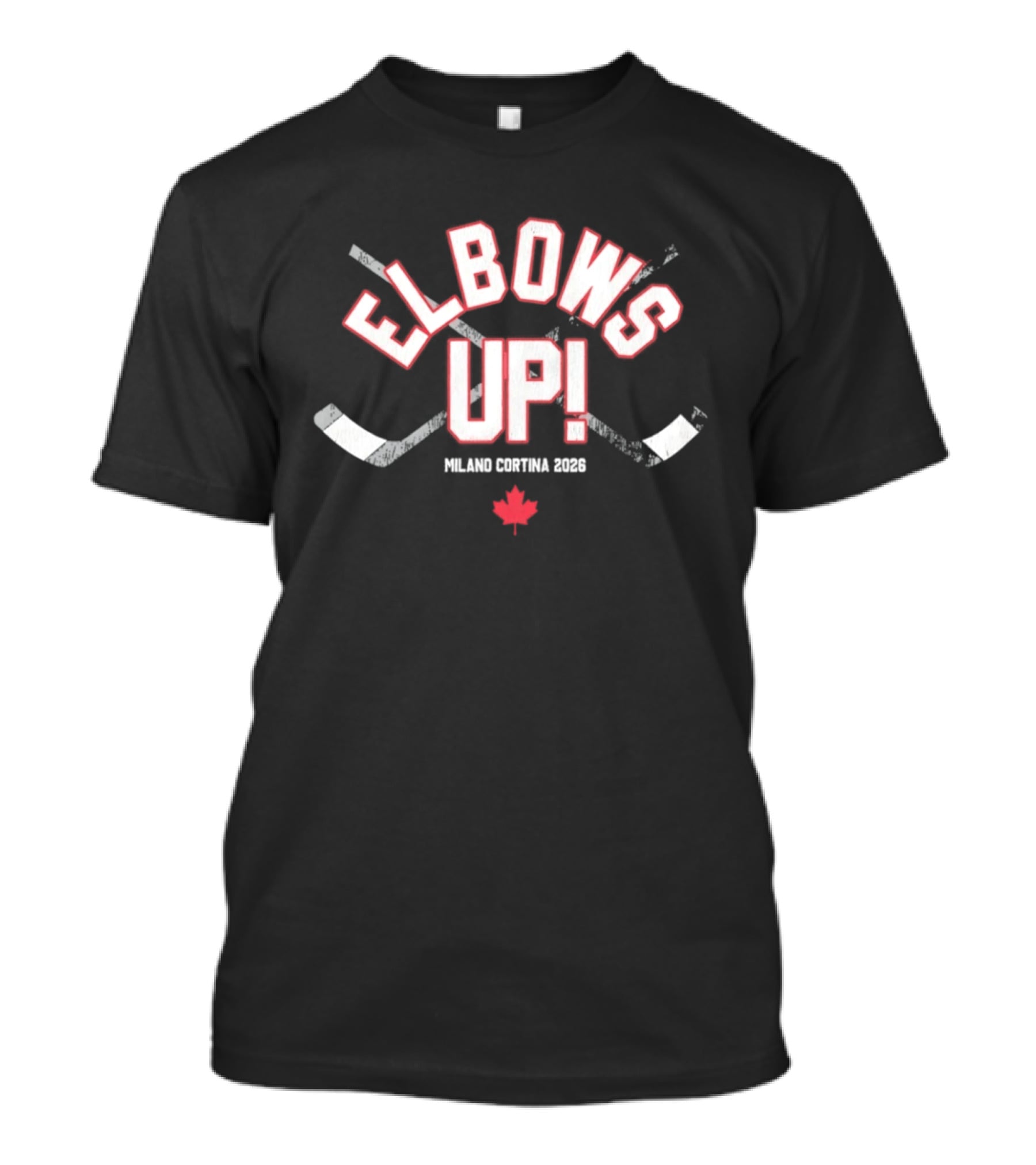 Elbows Up Hockey Canada Maple Leaf Milano Cortina 2026 T-Shirt