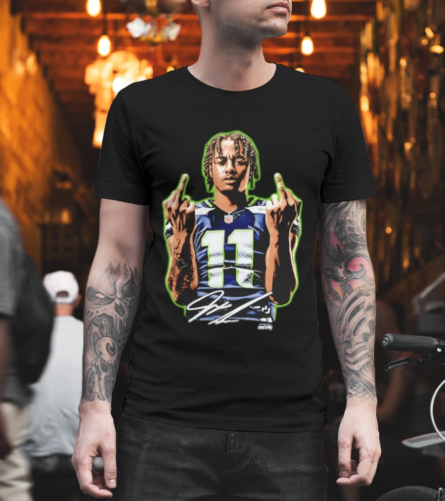 Jaxon Smith Njigba Seattle Seahawks 11 Middle Finger Gesture T-Shirt