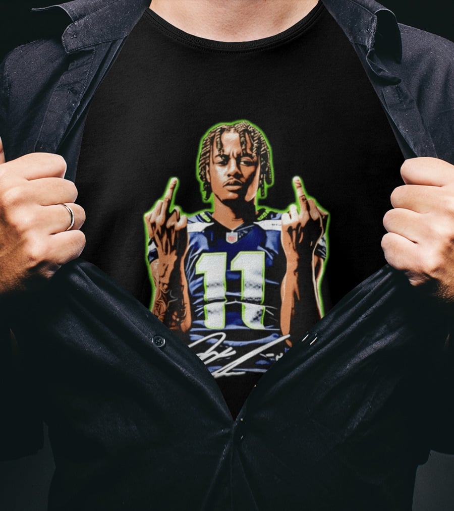 Jaxon Smith Njigba Seattle Seahawks 11 Middle Finger Gesture T-Shirt