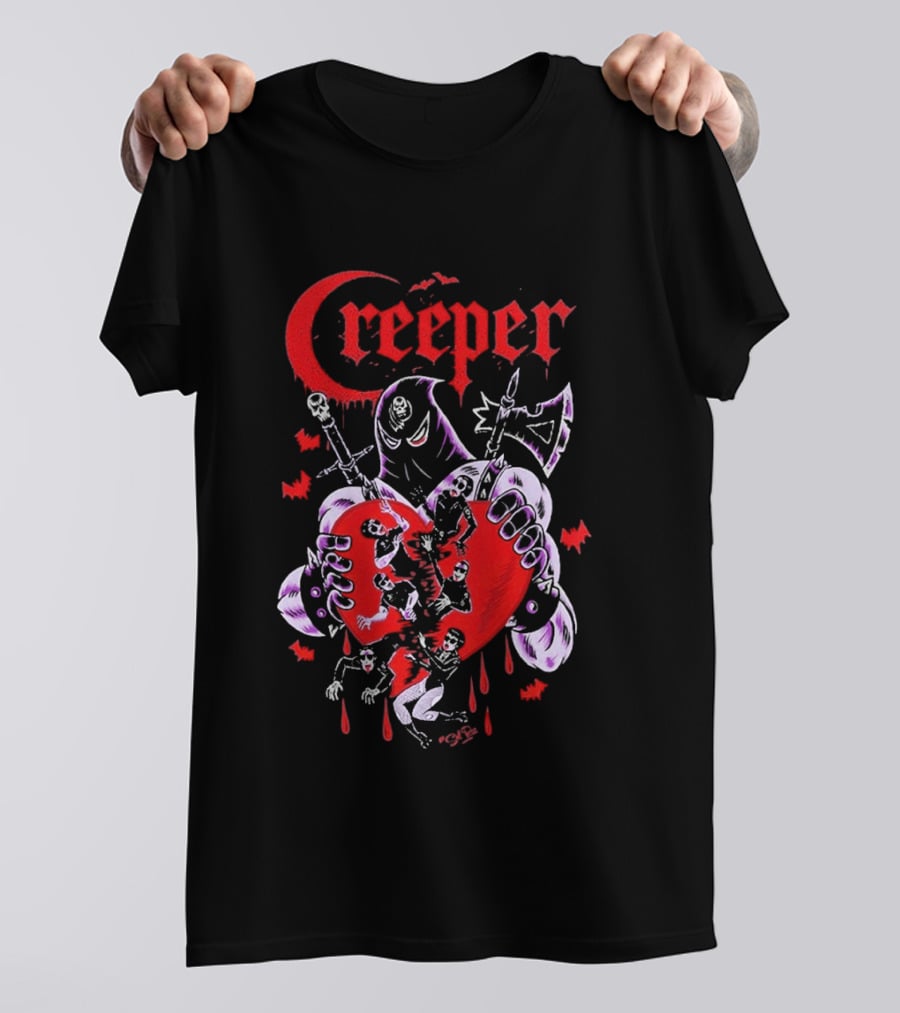 Creeper Sol Rac Valentines Heart And Skeletons 2026 T-Shirt