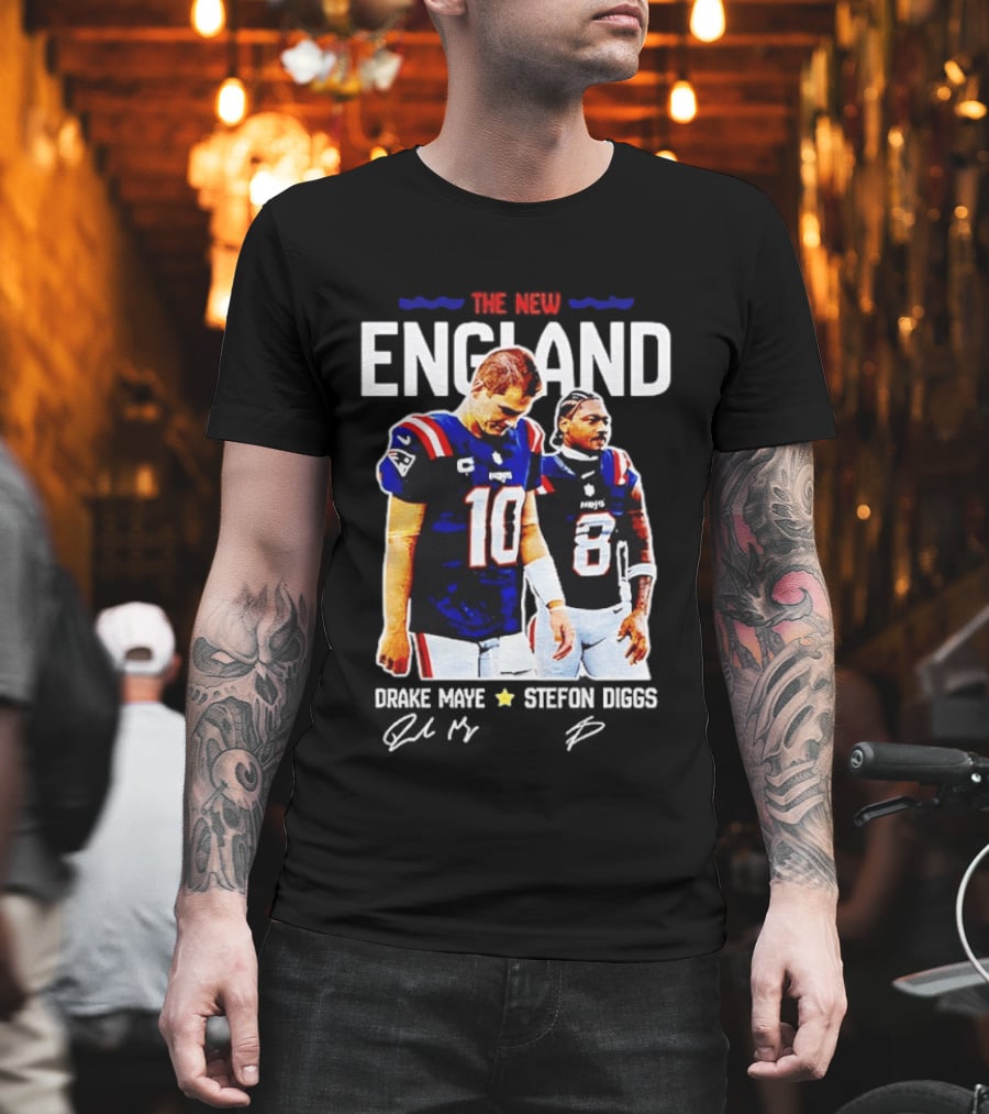 Drake Maye Stefon Diggs New England Football T-Shirt