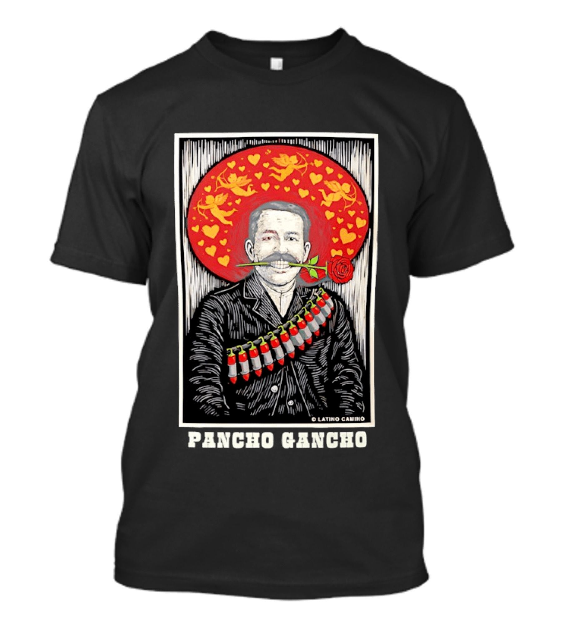 Emiliano Zapata Rose Image Latino Comics Pancho Gancho T-Shirt