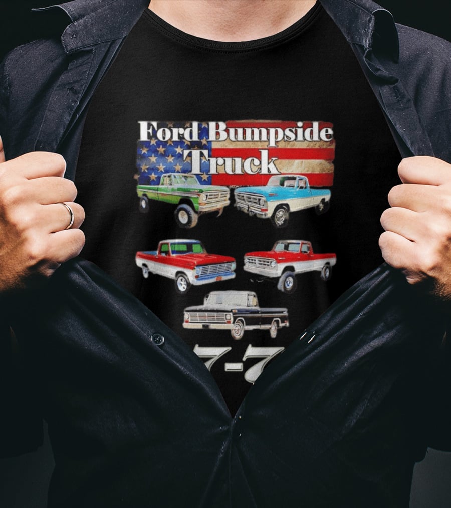 Ford Bumpside Truck 67 72 American Flag Classic Pickup Collection T-Shirt