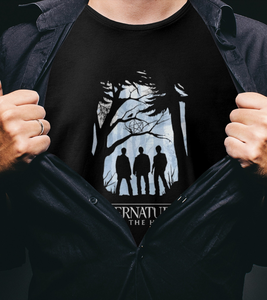 Supernatural Join The Hunt Silhouettes In Forest Scene T-Shirt