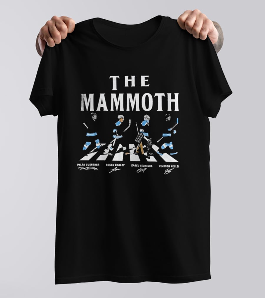 The Mammoth Guenther Cooley Vejmelka Keller Ice Hockey Abbey Road Signatures T-Shirt