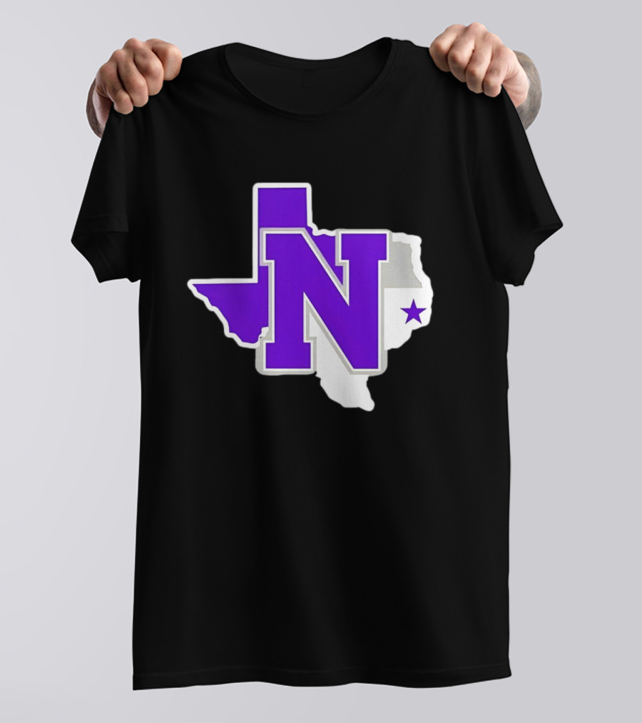 Norton High School Football Texas Map Purple N Star T-Shirt