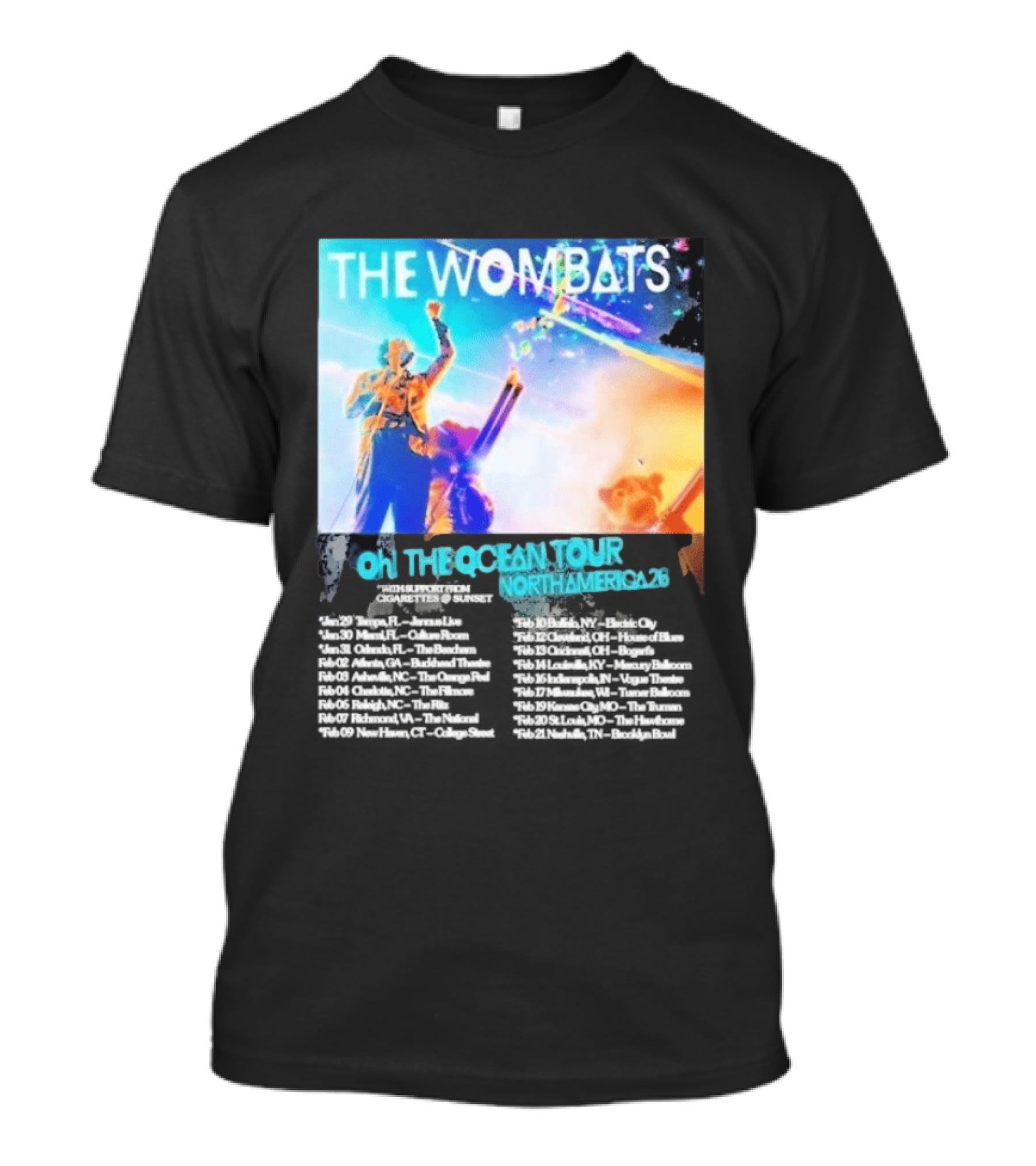 The Wombats Oh The Ocean Tour North America 2026 Dates T-Shirt