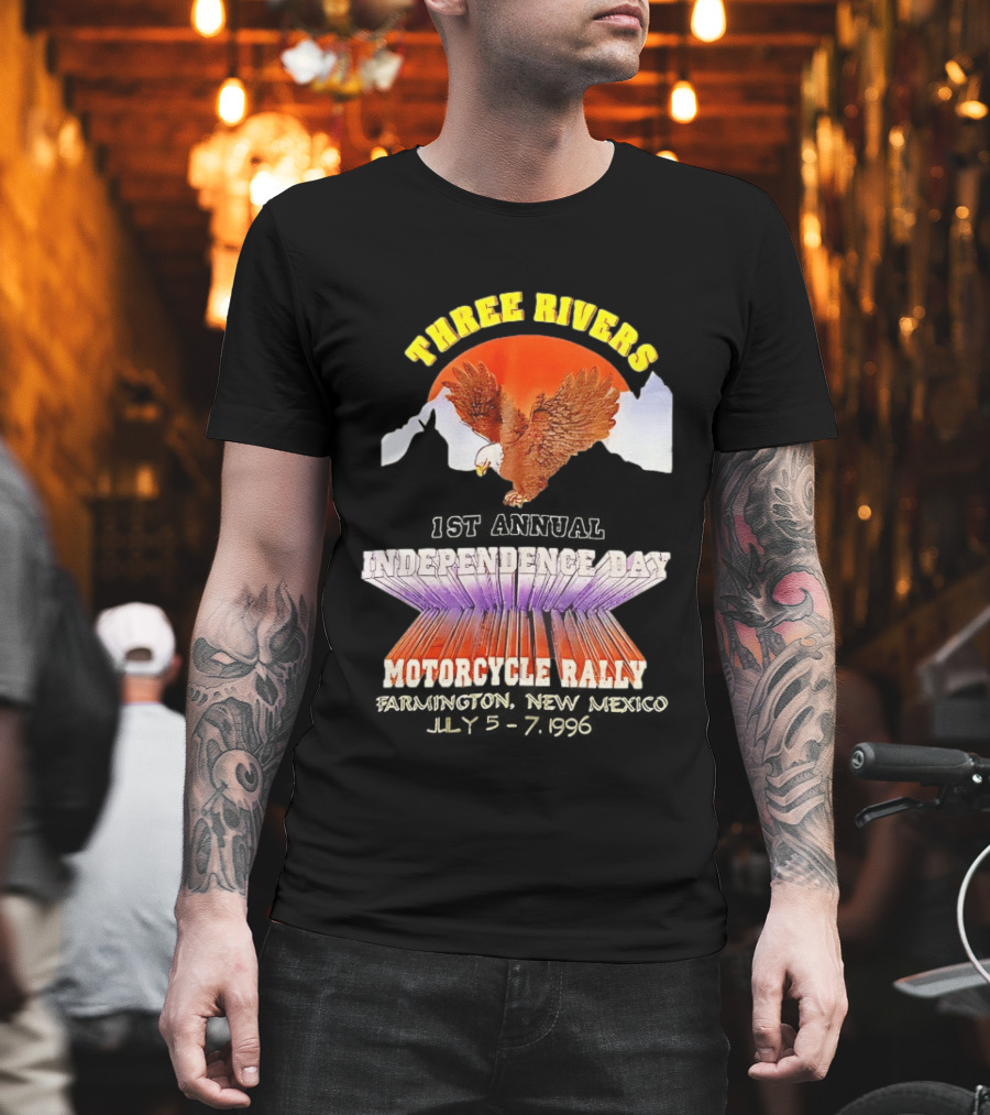 Three Rivers Independence Day Motorcycle Rally Bald Eagle Sunset T-Shirt