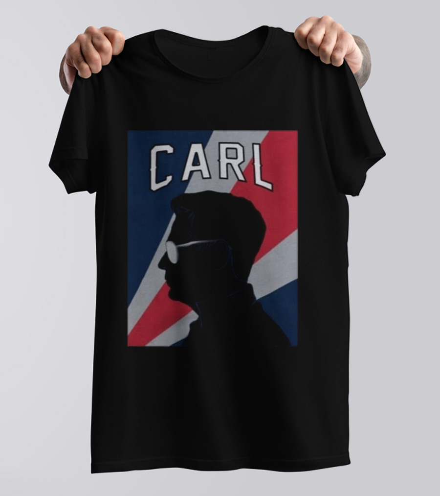 CARL Silhouette With Red And Blue Angled Stripes T-Shirt