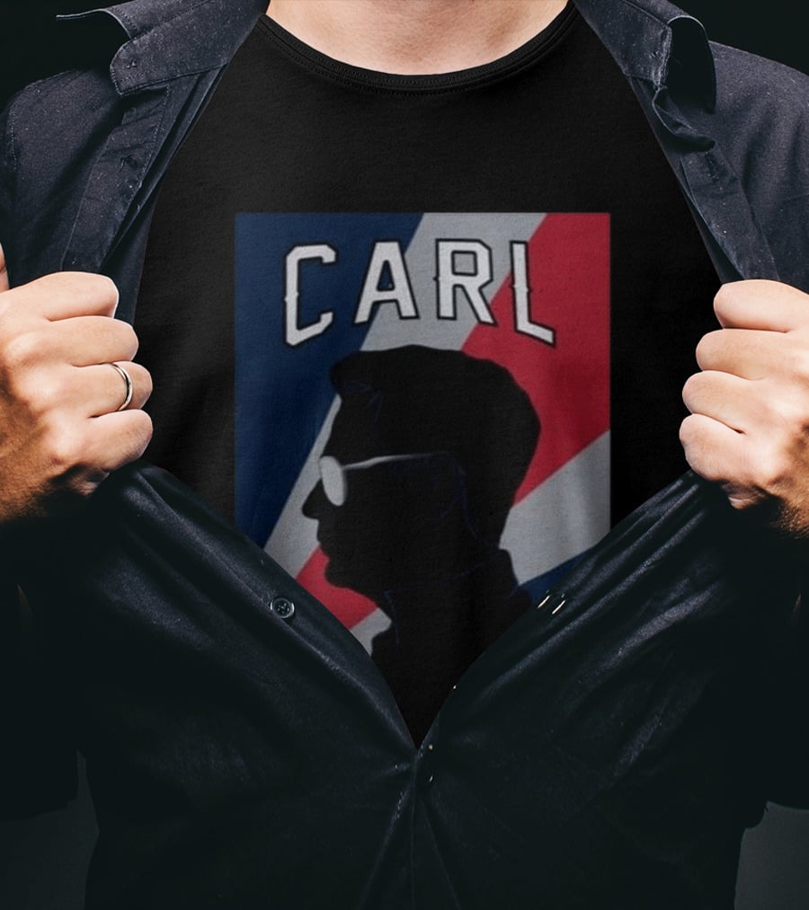 CARL Silhouette With Red And Blue Angled Stripes T-Shirt