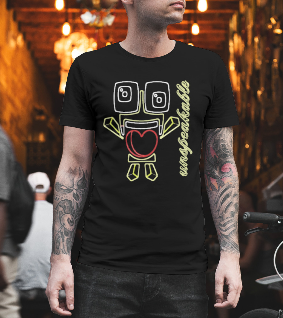 Unspeakable Love Neon Heart Robot Sketch T-Shirt