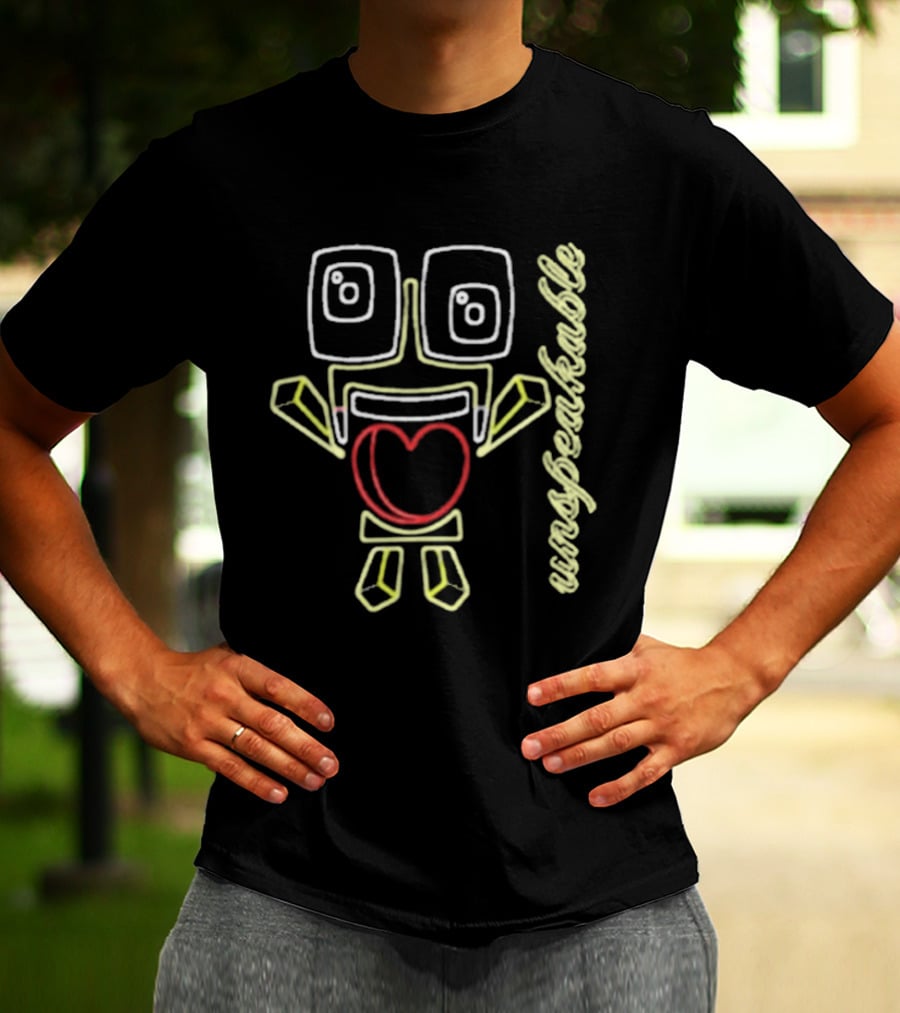 Unspeakable Love Neon Heart Robot Sketch T-Shirt