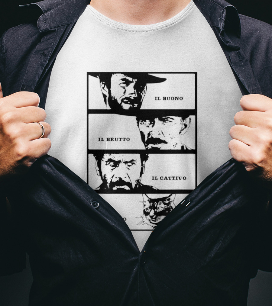 Four Amigos Il Buono Il Brutto Il Cattivo Il Gatto Classic Movie T-Shirt