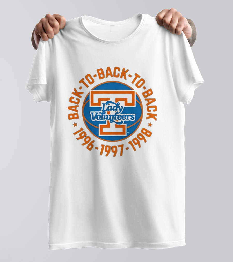 Tennessee Lady Volunteers Back To Back Champions 1996 1997 1998 T-Shirt