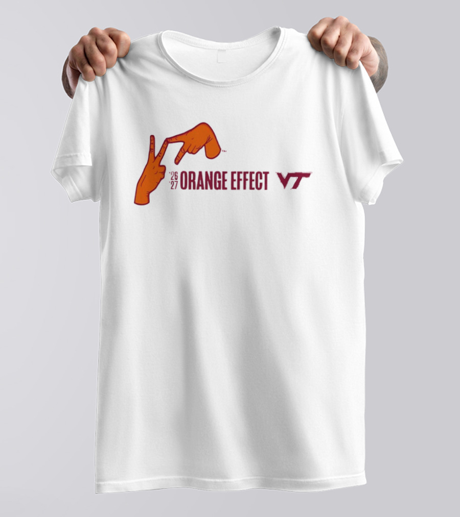 Virginia Tech Hokies 2026 2027 Orange Effect Hand Sign VT T-Shirt