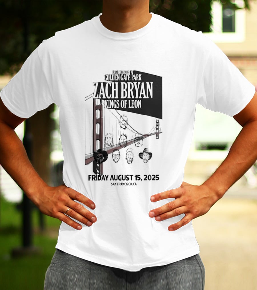 Zach Bryan Kings Of Leon Golden Gate Park San Francisco August 15 2025 Tour T-Shirt