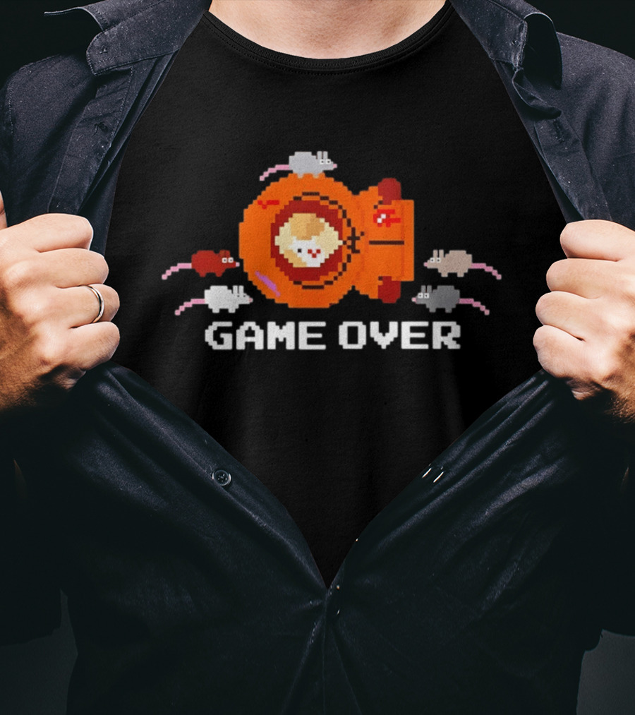 Astronaut Cat Game Over Pixel Art With Space Mice T-Shirt