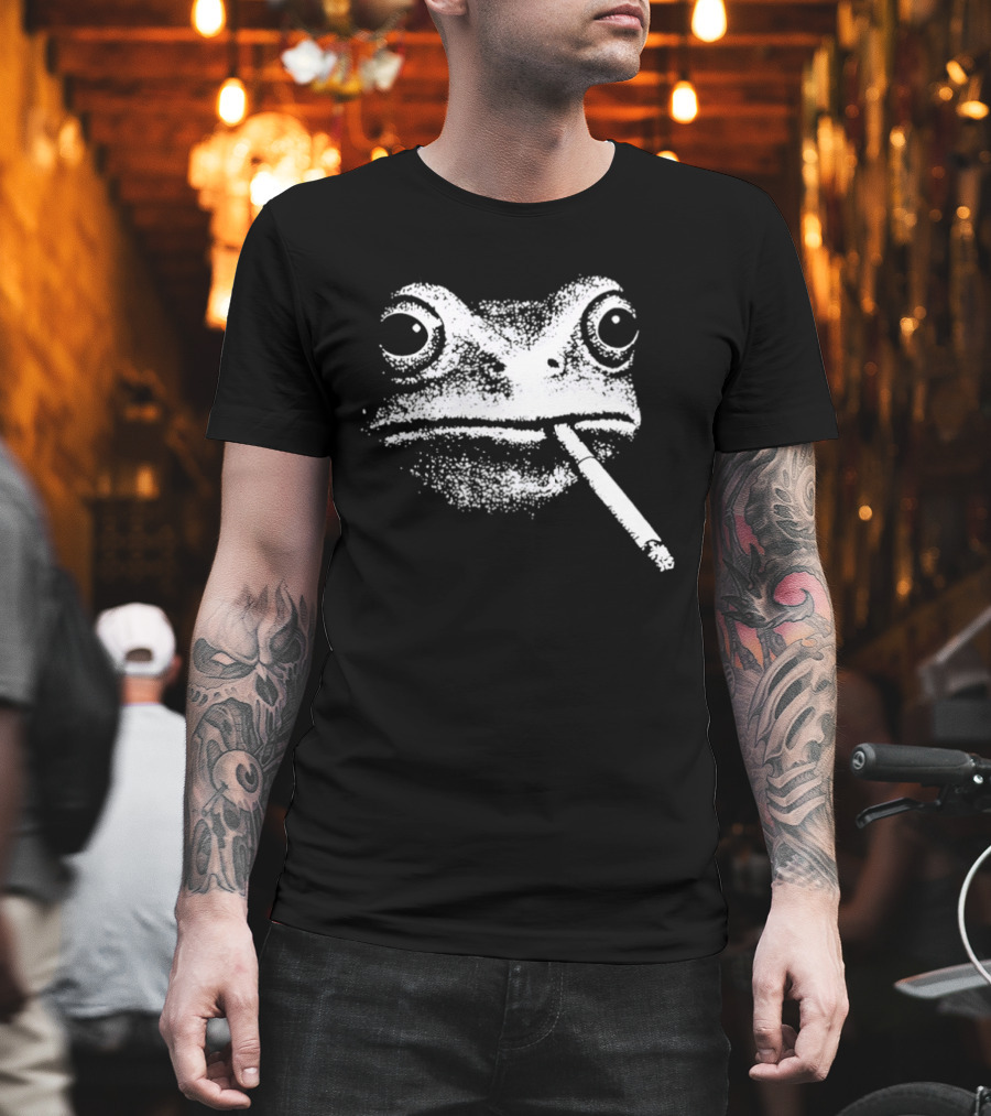 Frog Smoking Cigarette Sketch T-Shirt