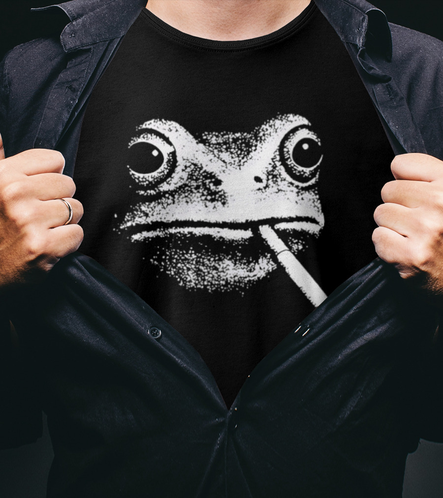 Frog Smoking Cigarette Sketch T-Shirt